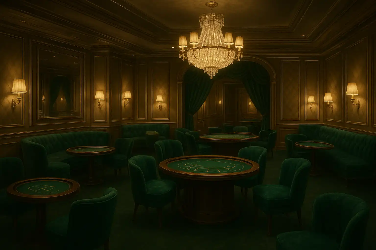 Westio Casino emerald and champagne lounge interior illustration