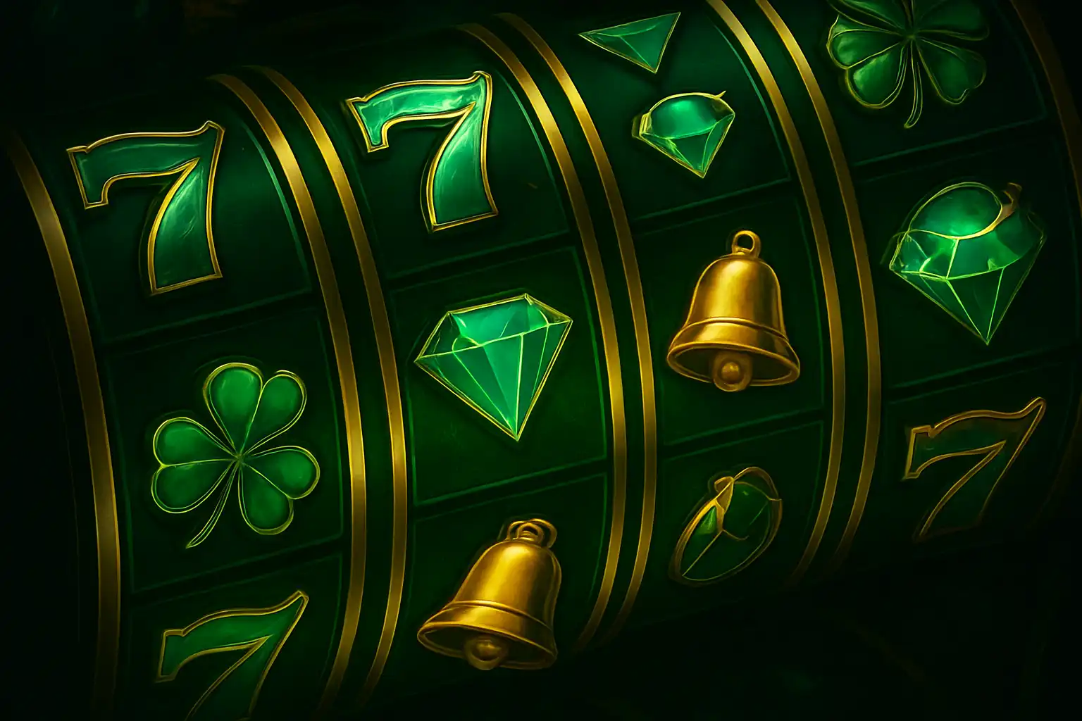 Collage of Westio Casino slot machine reels in emerald and gold